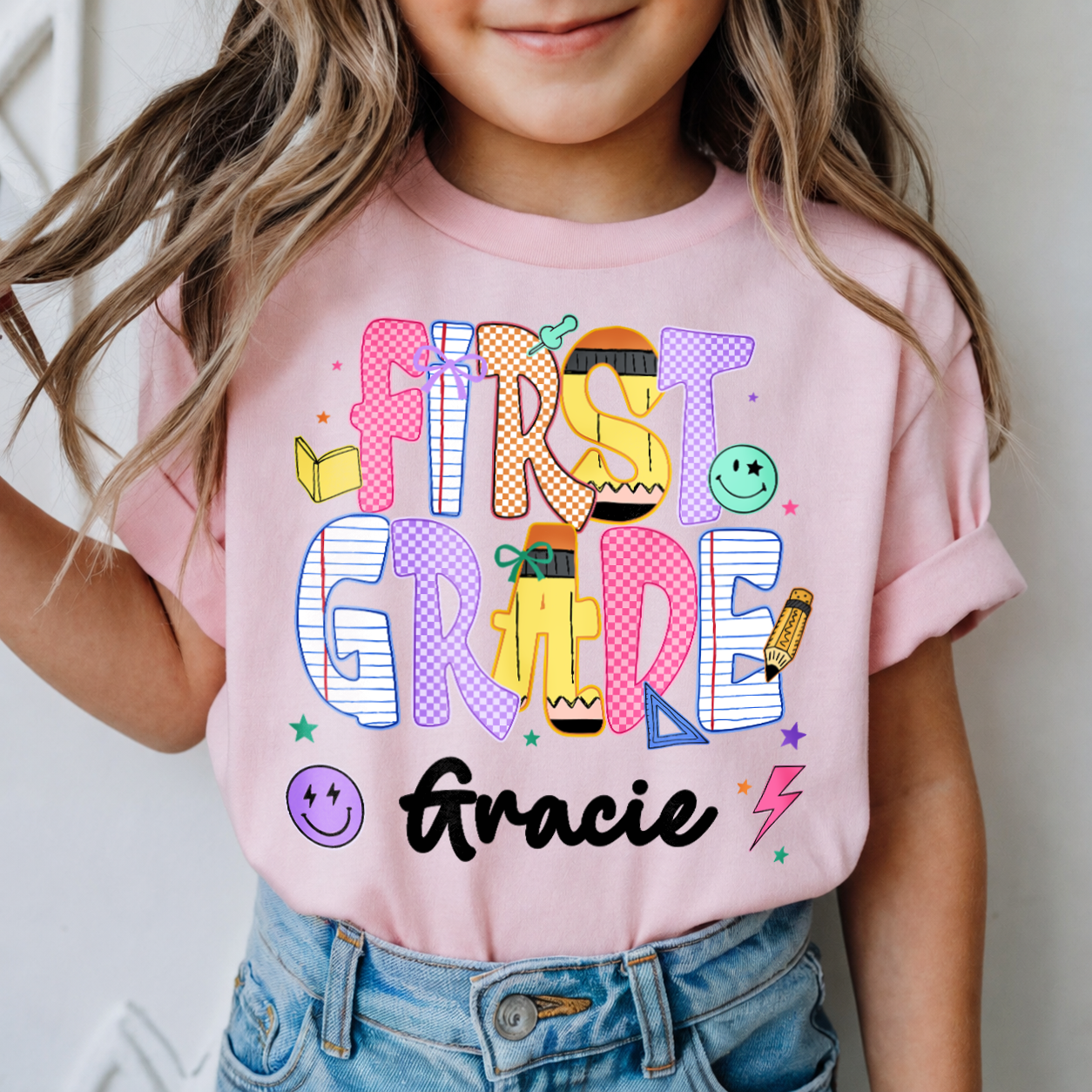Personalized Kids Grade Shirt, Custom Name Back to School Youth Tee