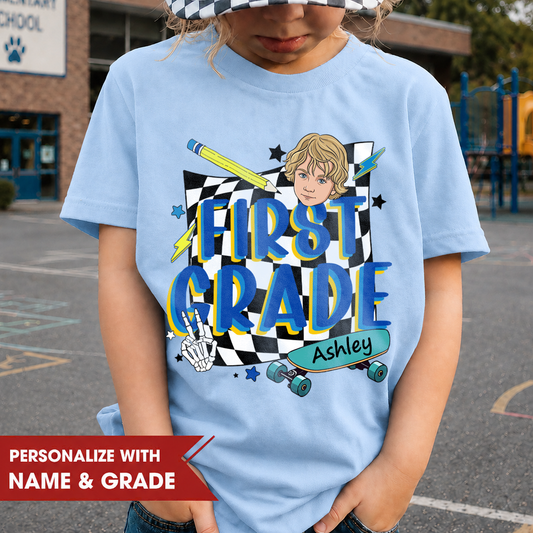 Personalized Back to School Kids Shirt, Custom Grade and Name Youth Tee