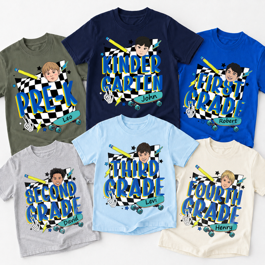 Personalized Back to School Kids Shirt, Custom Grade and Name Youth Tee