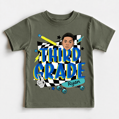 Personalized Back to School Kids Shirt, Custom Grade and Name Youth Tee