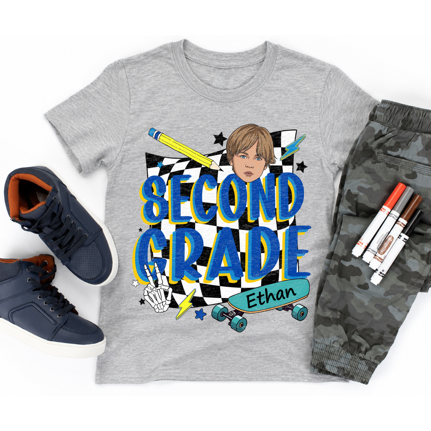 Personalized Back to School Kids Shirt, Custom Grade and Name Youth Tee