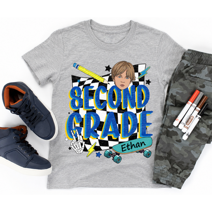Personalized Back to School Kids Shirt, Custom Grade and Name Youth Tee