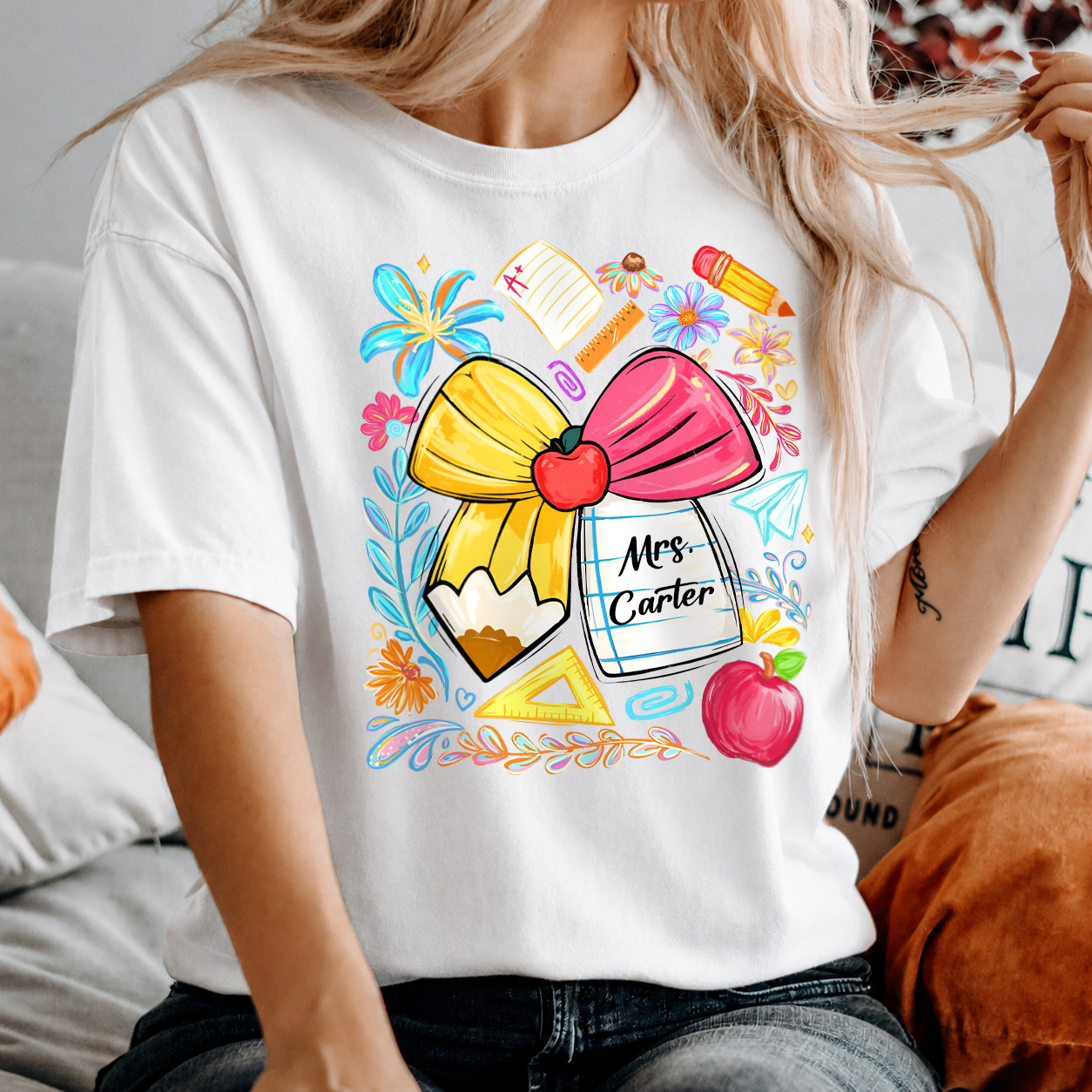 Personalized Teacher Shirt, Custom Teacher Name Tee or Sweatshirt, Back to School Gift
