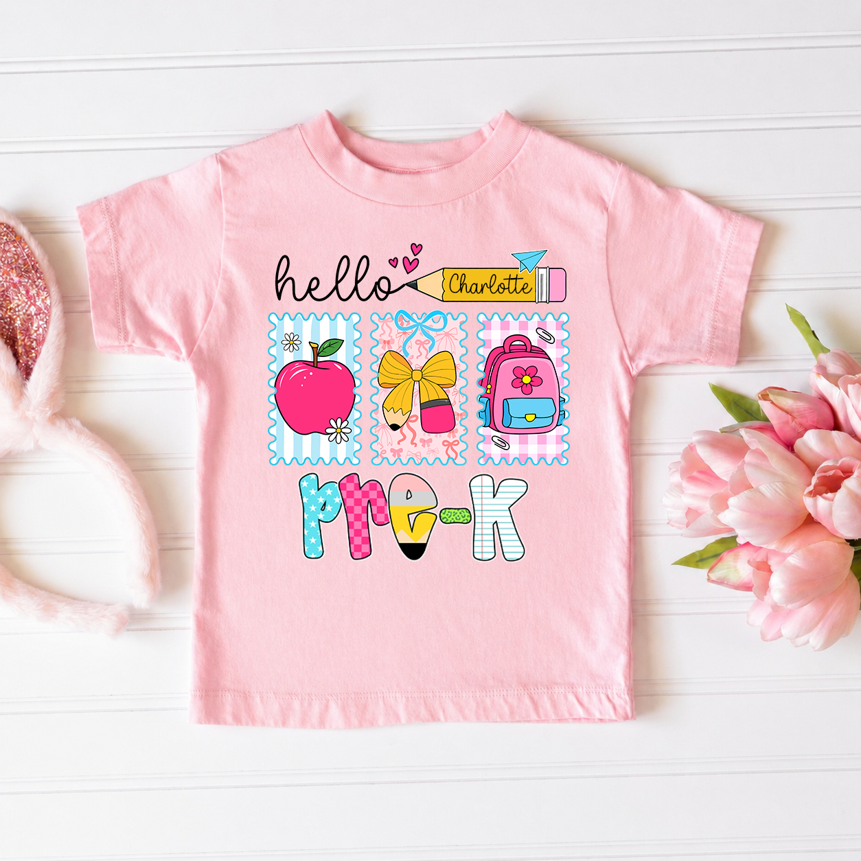 Personalized Back to School Shirt, Custom Kids Name Grade Shirt, First Day of School Tee