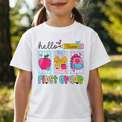 Personalized Back to School Shirt, Custom Kids Name Grade Shirt, First Day of School Tee