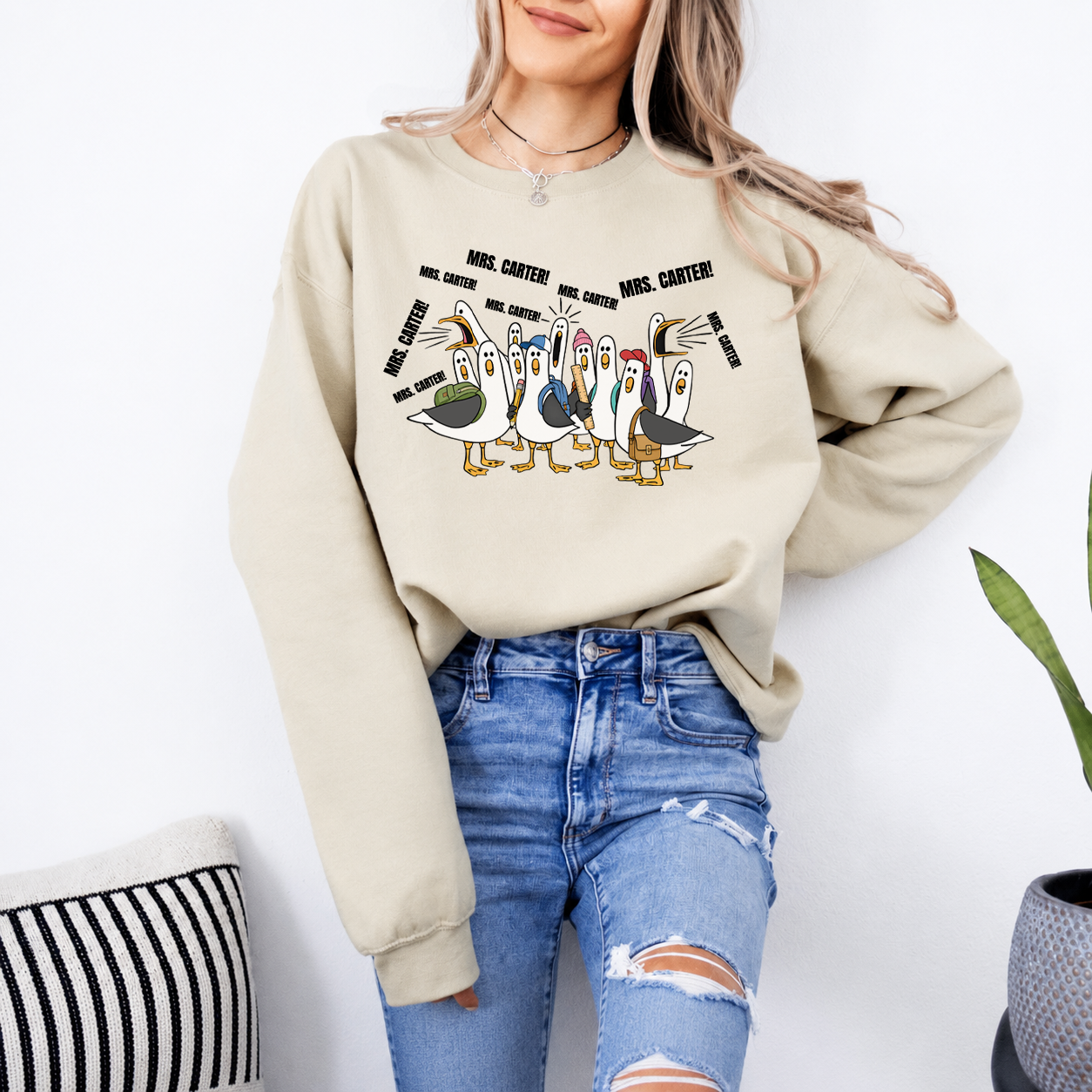 Personalized Teacher Goose Shirt & Sweatshirt, Custom Teacher Name Back to School Gift