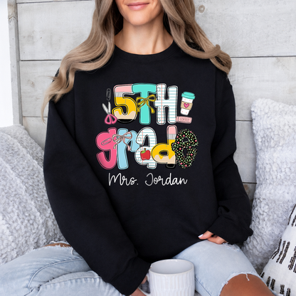 Personalized Teacher Grade Shirt, Custom Teacher Name Back to School Tee or Sweatshirt