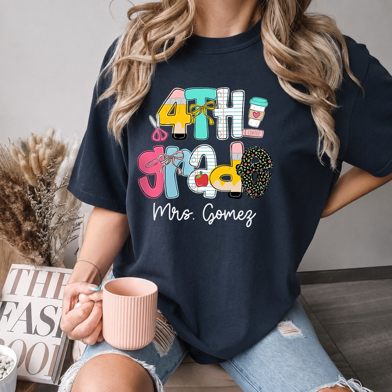 Personalized Teacher Grade Shirt, Custom Teacher Name Back to School Tee or Sweatshirt