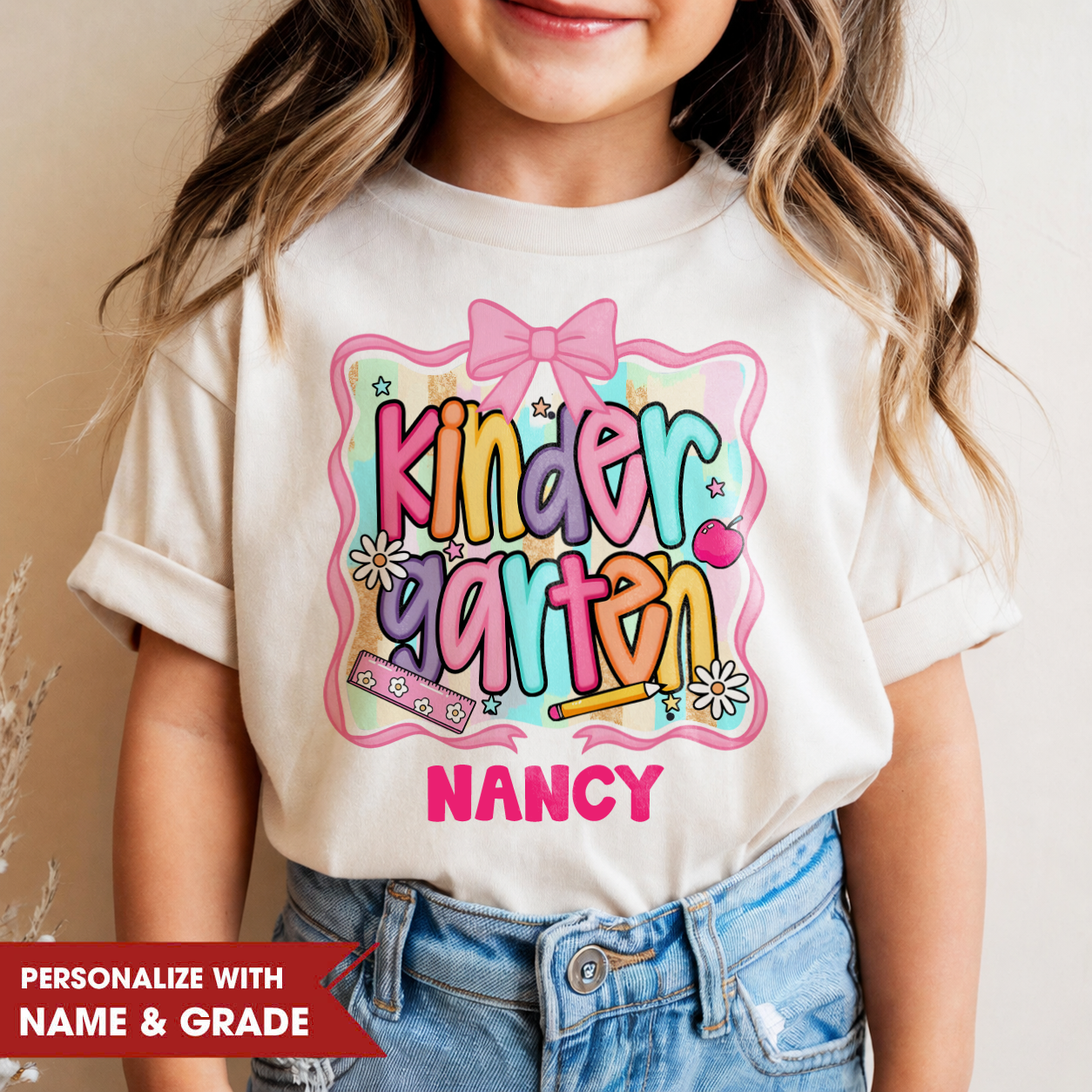 Personalized Kids Grade Shirt, Custom Name Youth Tee for Back to School
