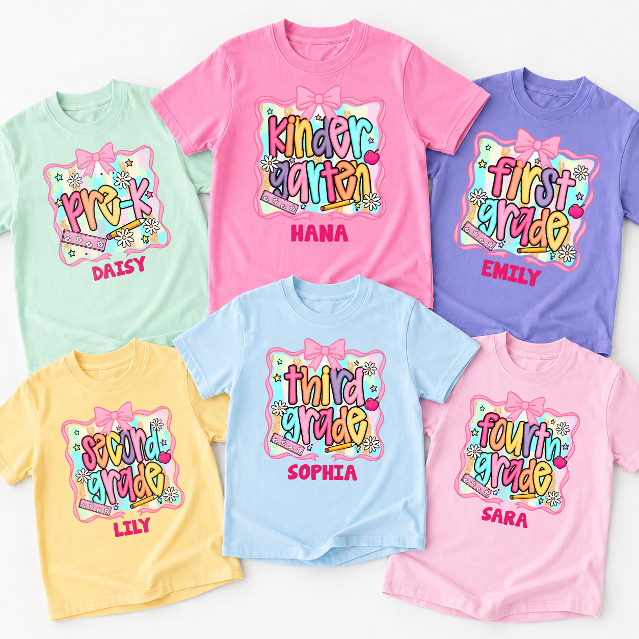 Personalized Kids Grade Shirt, Custom Name Youth Tee for Back to School