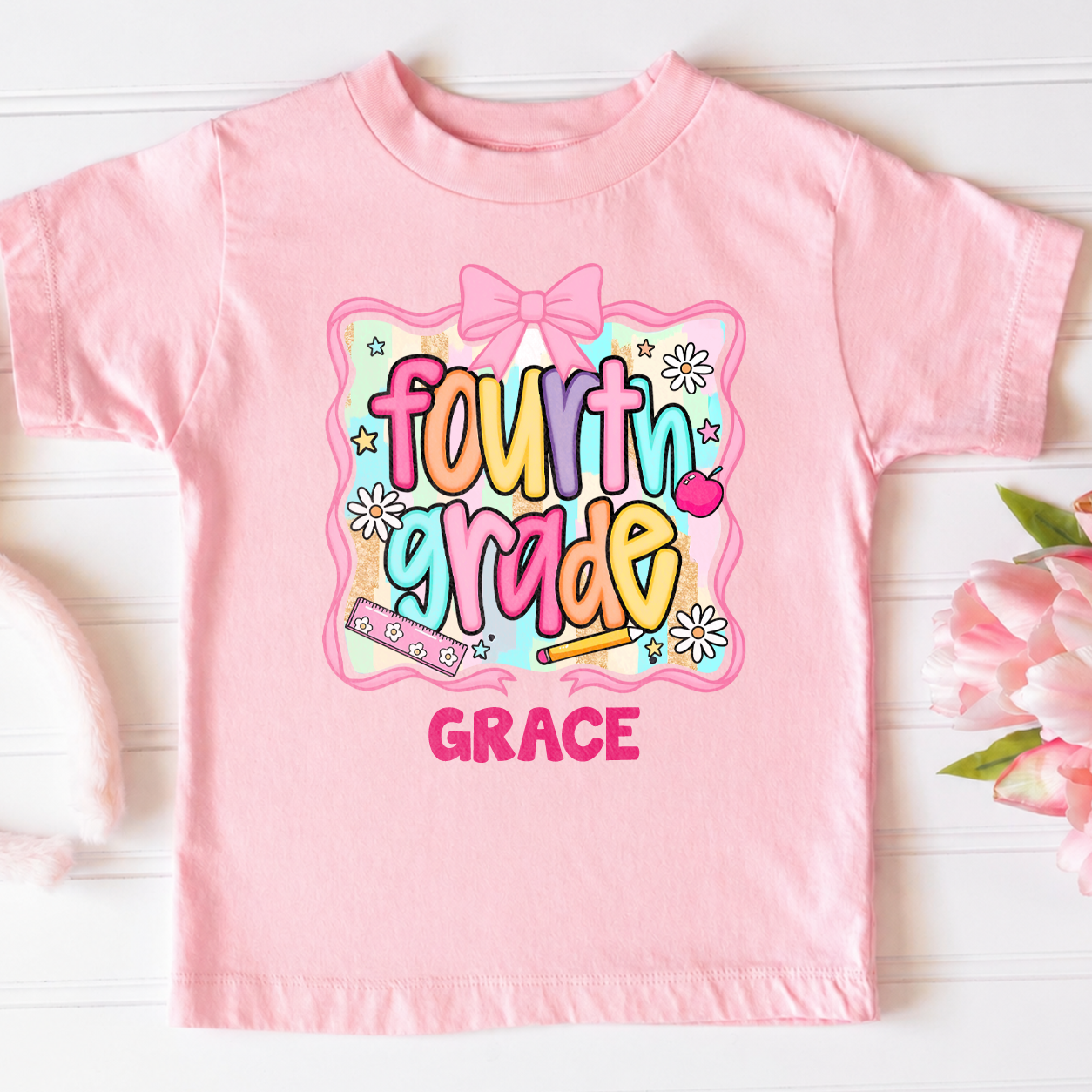 Personalized Kids Grade Shirt, Custom Name Youth Tee for Back to School