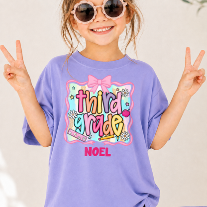 Personalized Kids Grade Shirt, Custom Name Youth Tee for Back to School