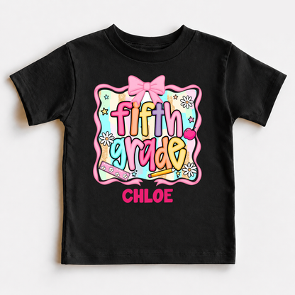 Personalized Kids Grade Shirt, Custom Name Youth Tee for Back to School