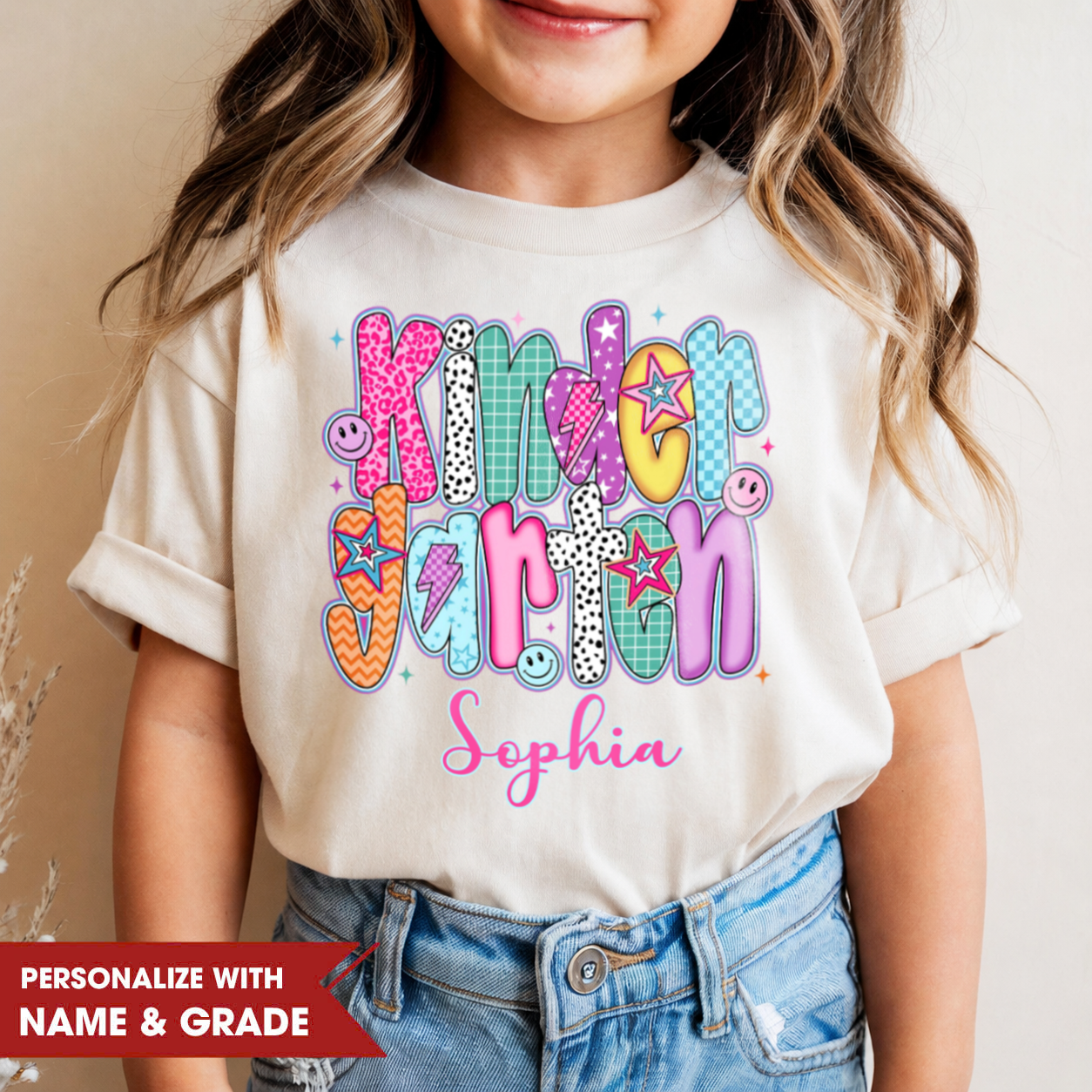 Personalized Kids Grade Shirt, Custom Name Back to School Youth T-Shirt For Girl