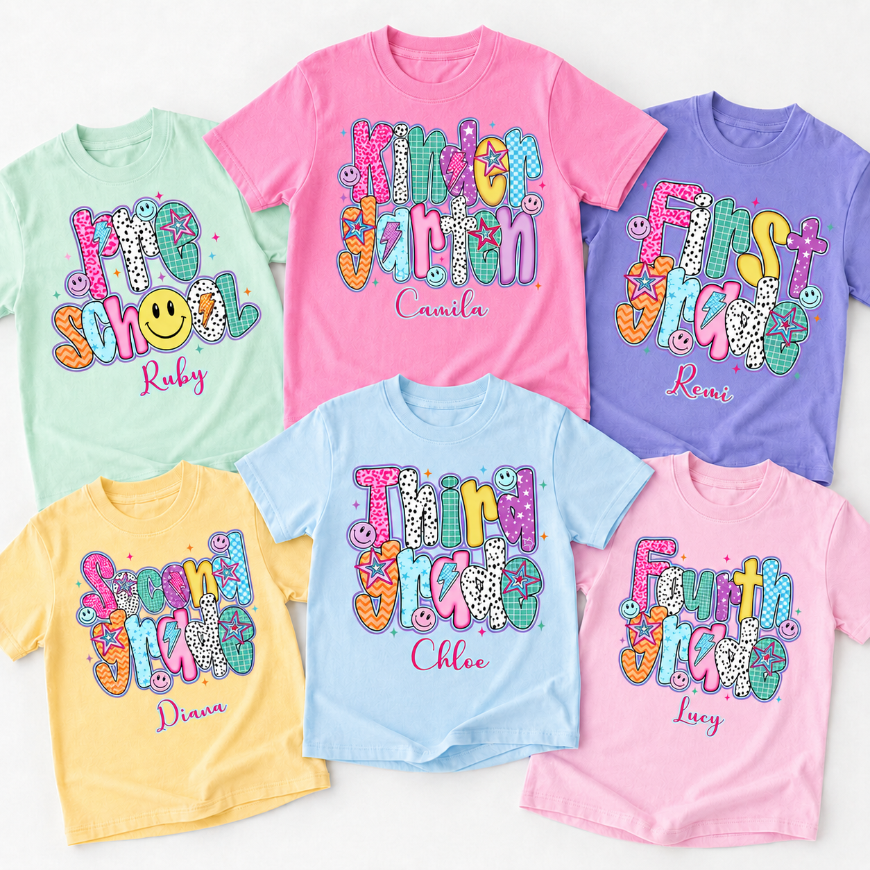 Personalized Kids Grade Shirt, Custom Name Back to School Youth T-Shirt For Girl