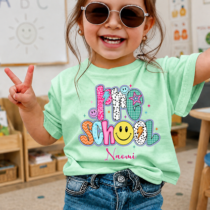 Personalized Kids Grade Shirt, Custom Name Back to School Youth T-Shirt For Girl