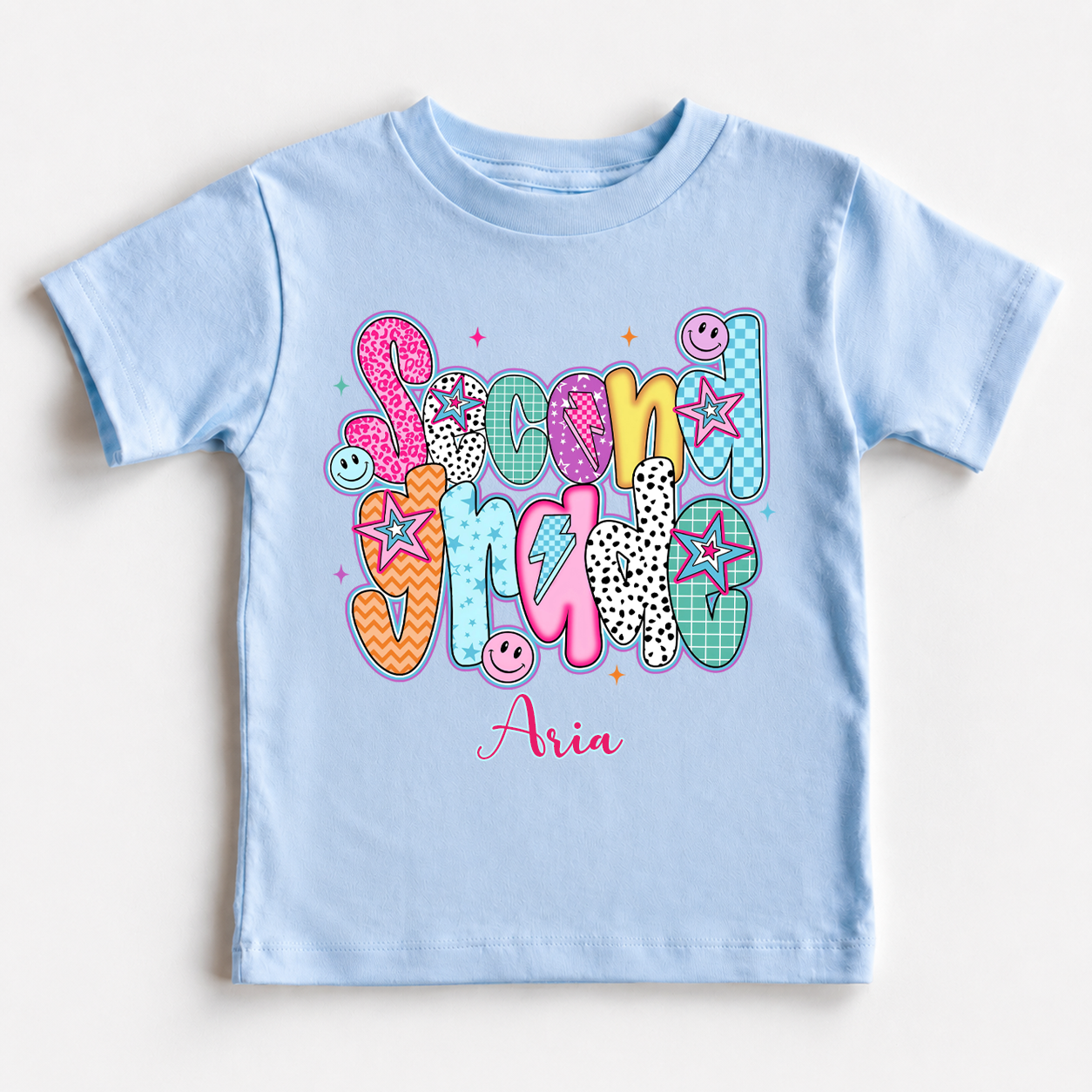 Personalized Kids Grade Shirt, Custom Name Back to School Youth T-Shirt For Girl
