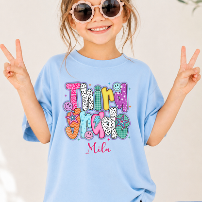 Personalized Kids Grade Shirt, Custom Name Back to School Youth T-Shirt For Girl