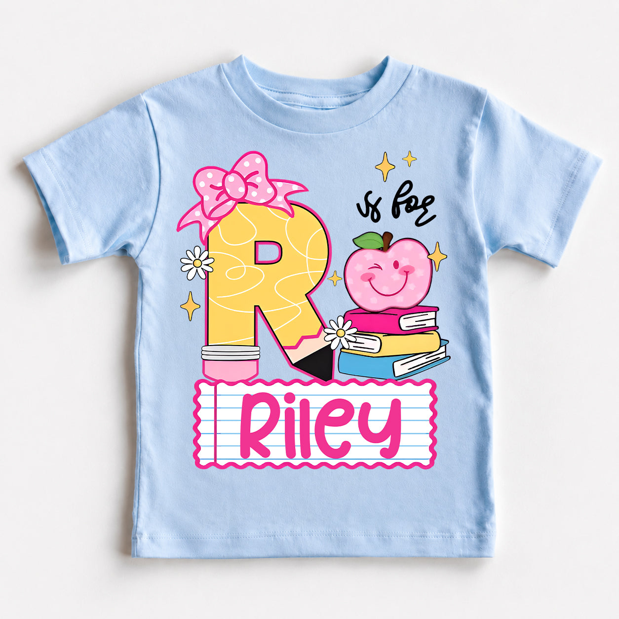 Personalized Girls Back to School Shirt, Custom Name and Initial Kids Tee