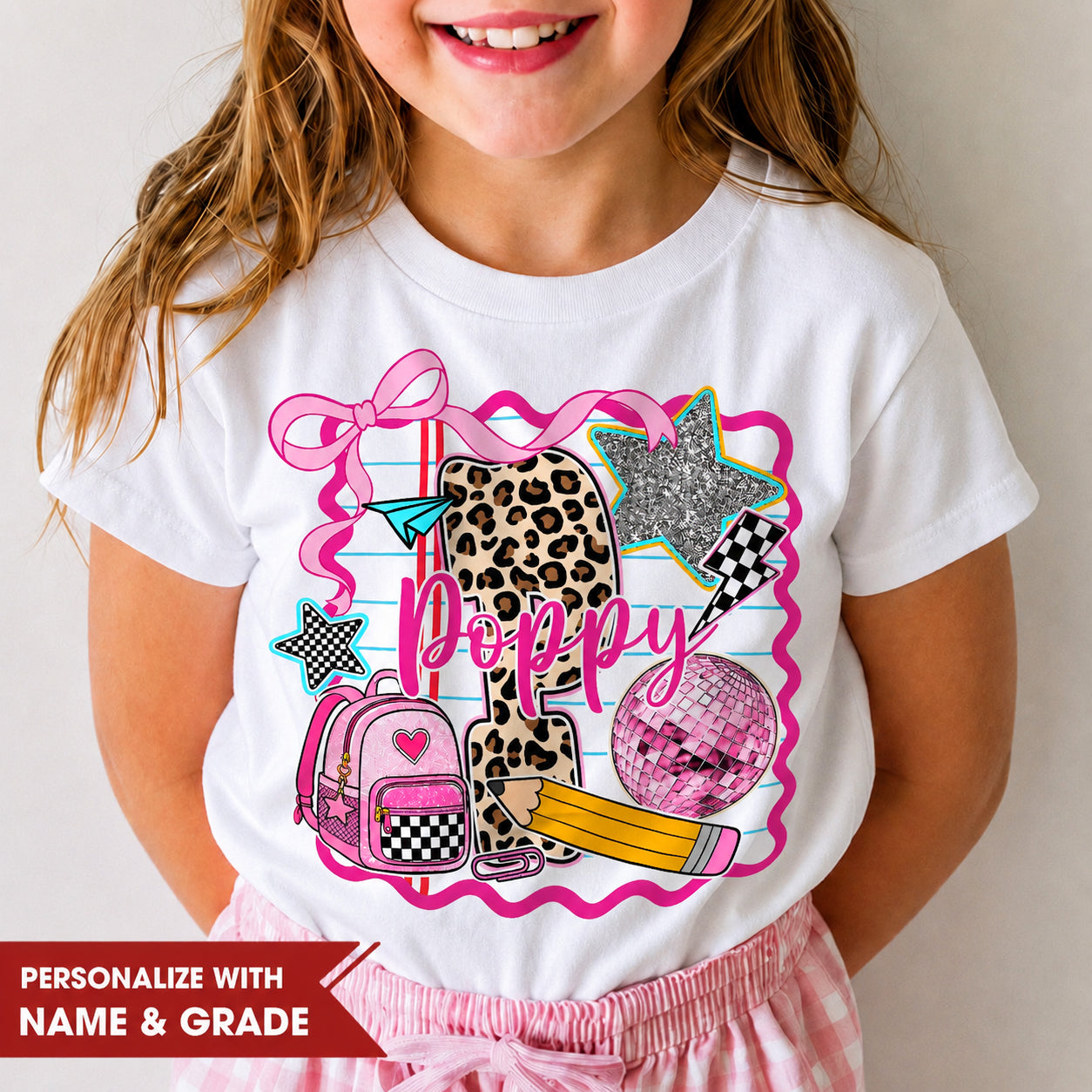 Personalized Girls Back to School Shirt, Custom Name and Grade Kids Tee