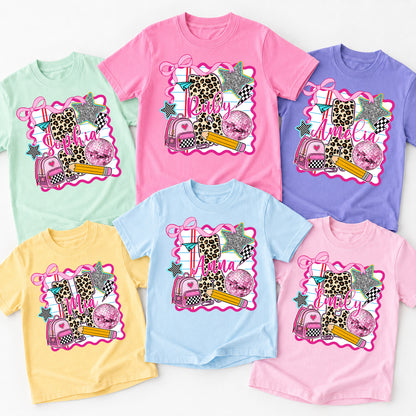 Personalized Girls Back to School Shirt, Custom Name and Grade Kids Tee