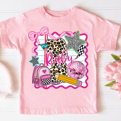 Personalized Girls Back to School Shirt, Custom Name and Grade Kids Tee