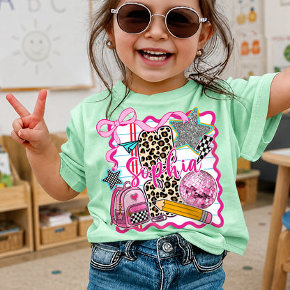 Personalized Girls Back to School Shirt, Custom Name and Grade Kids Tee