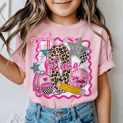 Personalized Girls Back to School Shirt, Custom Name and Grade Kids Tee