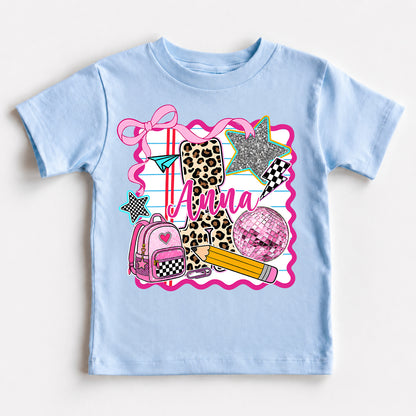 Personalized Girls Back to School Shirt, Custom Name and Grade Kids Tee