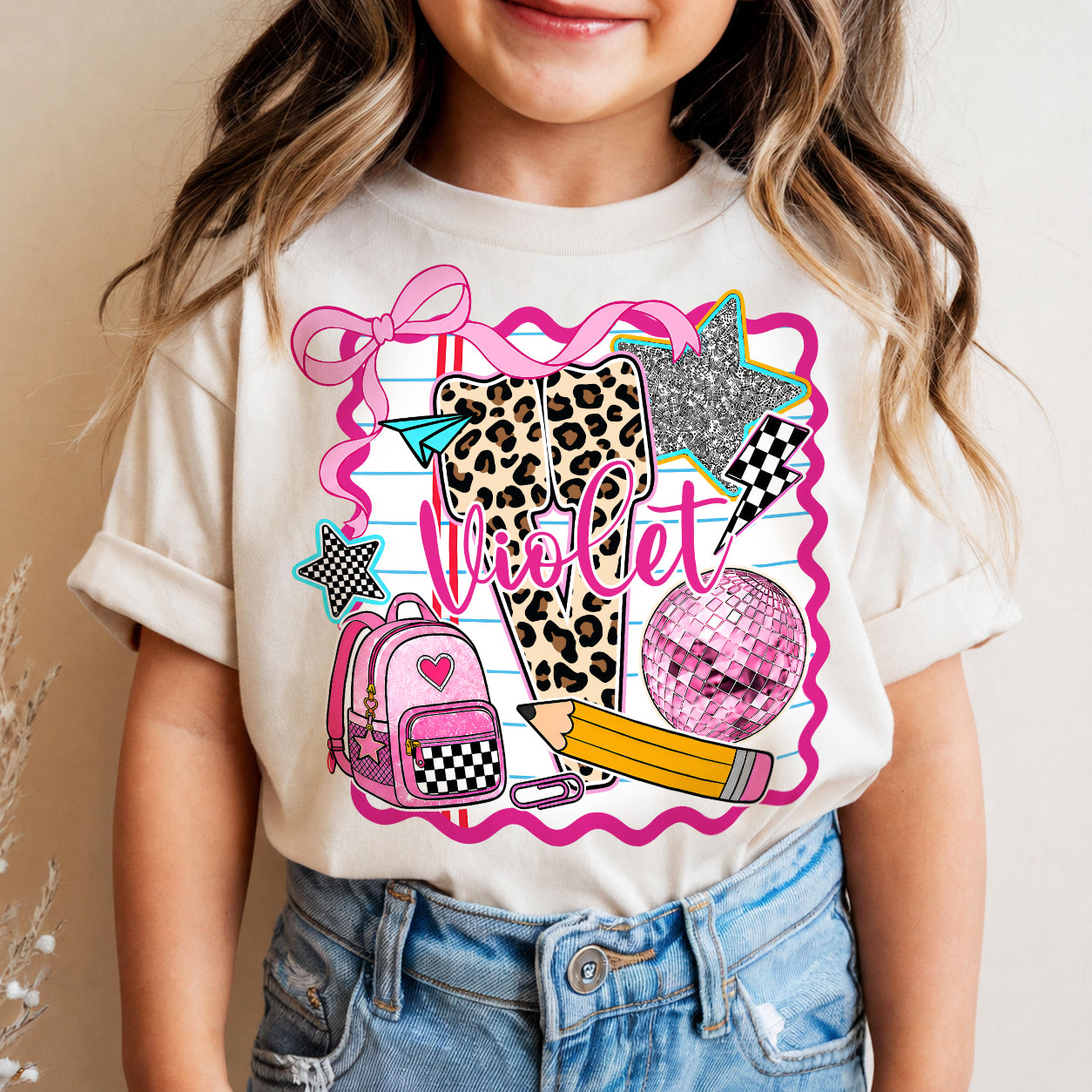 Personalized Girls Back to School Shirt, Custom Name and Grade Kids Tee