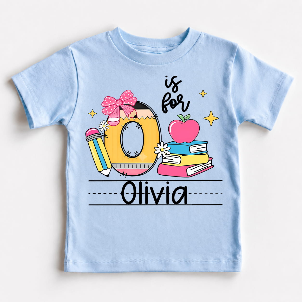 Personalized Girls Initial and Name Shirt, Back to School Youth Tee