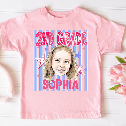 Personalized Kids Back to School Shirt With Photo, Name & Grade - For Boys And Girls