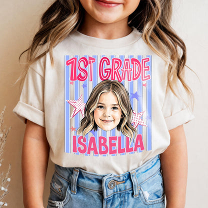 Personalized Kids Back to School Shirt With Photo, Name & Grade - For Boys And Girls