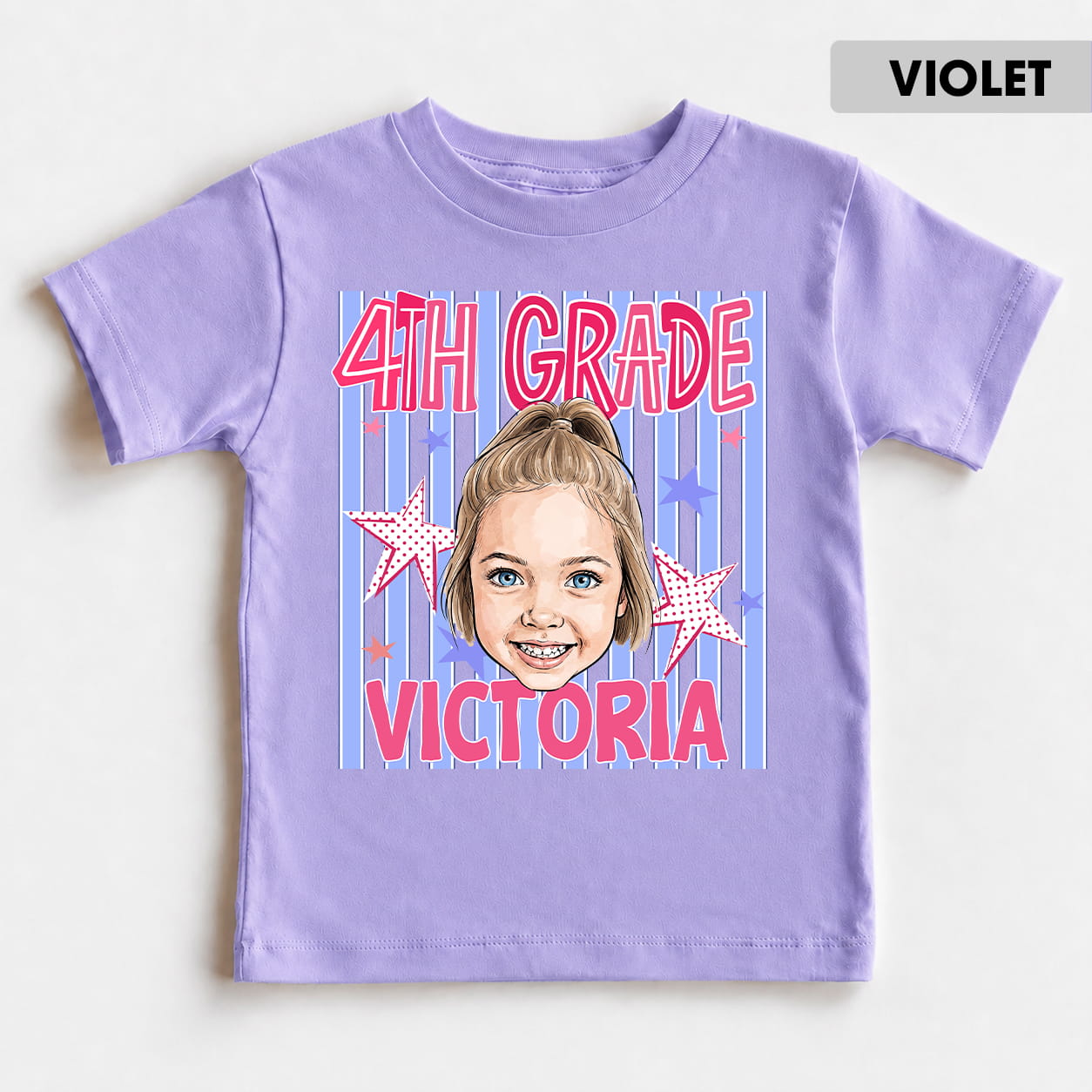 Personalized Kids Back to School Shirt With Photo, Name & Grade - For Boys And Girls