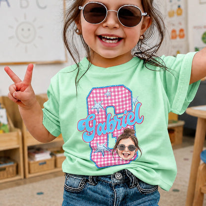 Personalized Kids Photo & Initial Shirt, Custom Name Youth Tee for Back to School