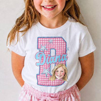 Personalized Kids Photo & Initial Shirt, Custom Name Youth Tee for Back to School