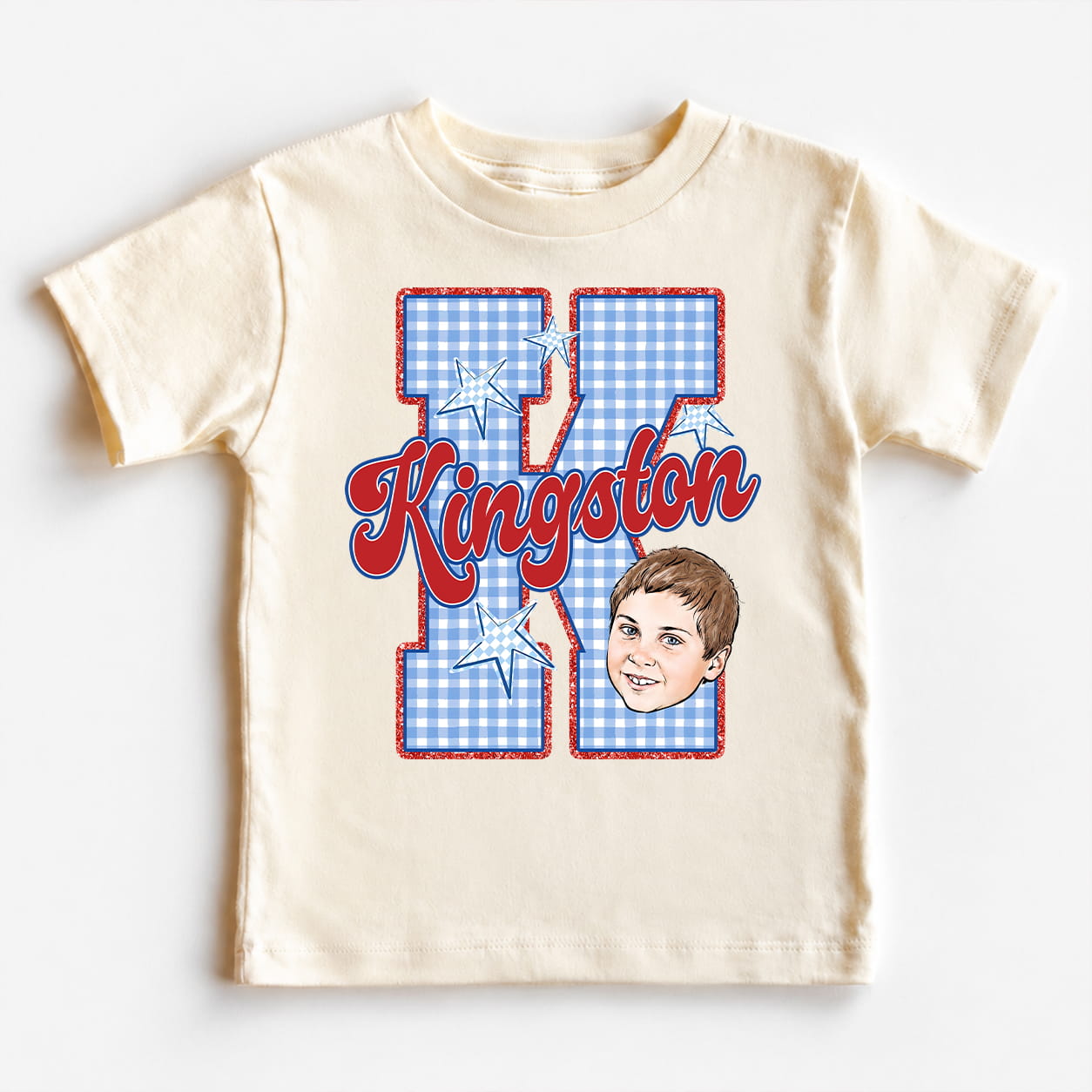 Personalized Kids Photo & Initial Shirt, Custom Name Youth Tee for Back to School