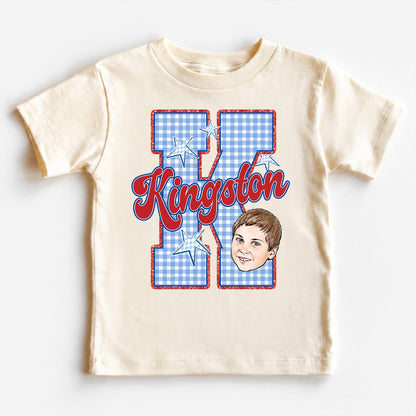 Personalized Kids Photo & Initial Shirt, Custom Name Youth Tee for Back to School