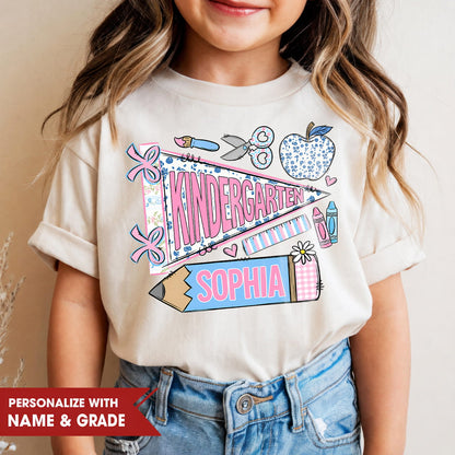 Personalized Back to School Kids Shirt, Custom Grade and Name Youth Tee