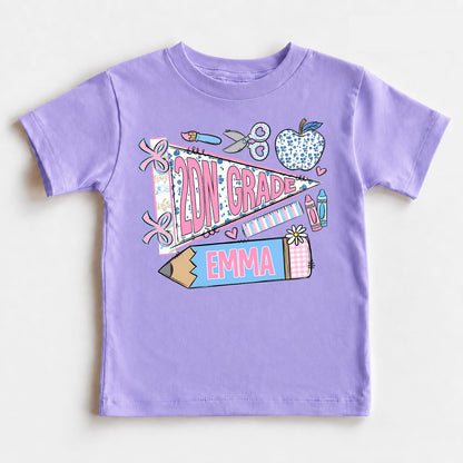 Personalized Back to School Kids Shirt, Custom Grade and Name Youth Tee