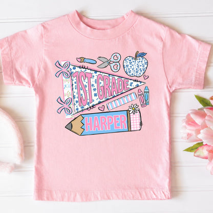Personalized Back to School Kids Shirt, Custom Grade and Name Youth Tee