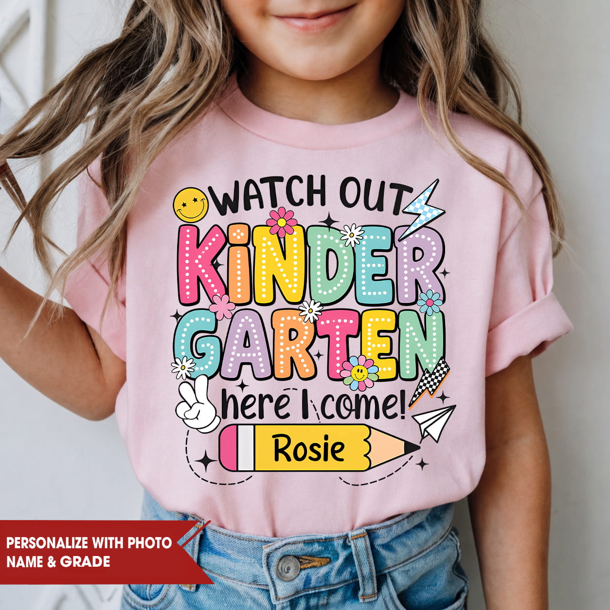 Personalized Kids School Shirt, Custom Name and Grade Youth Tee, Back to School Shirt