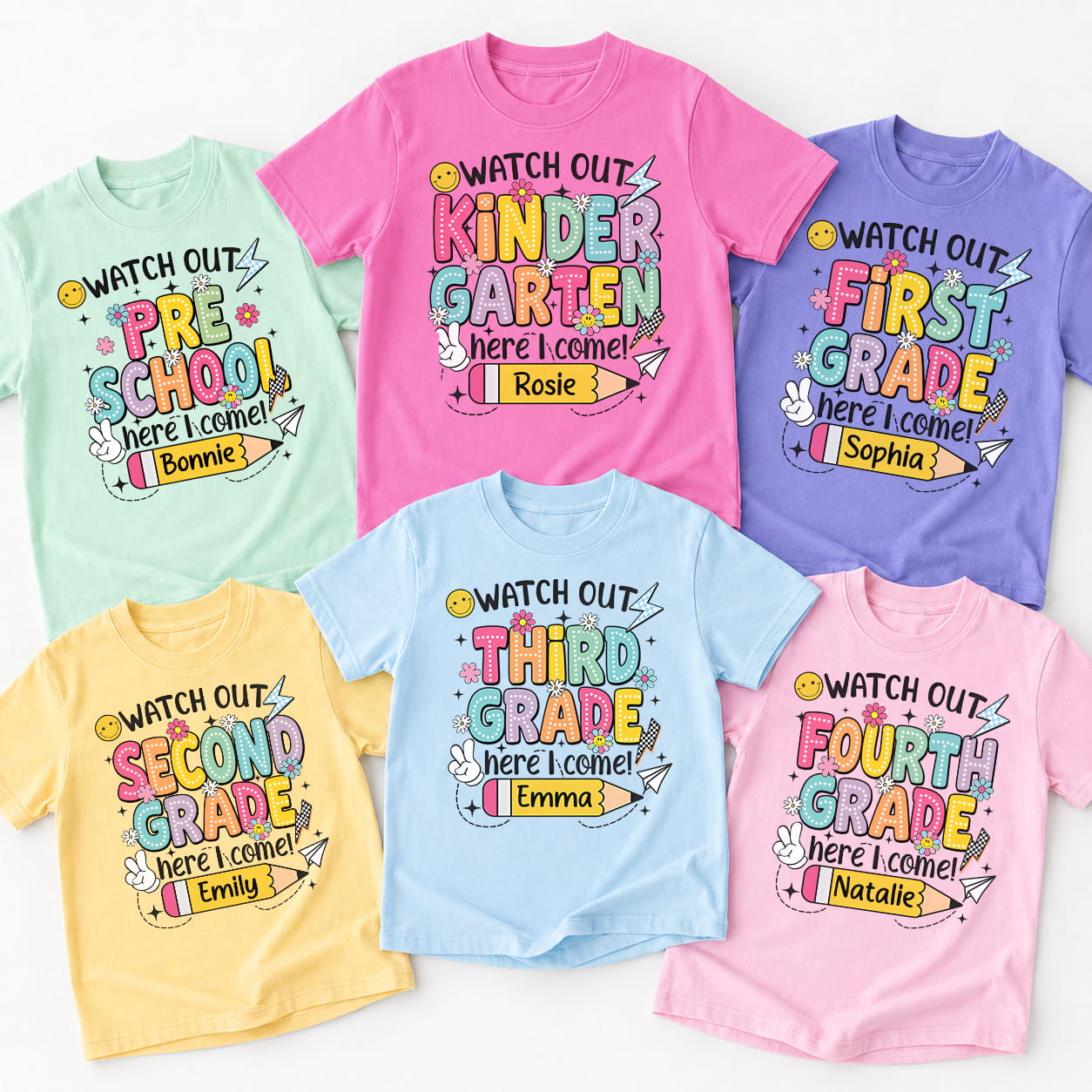 Personalized Kids School Shirt, Custom Name and Grade Youth Tee, Back to School Shirt