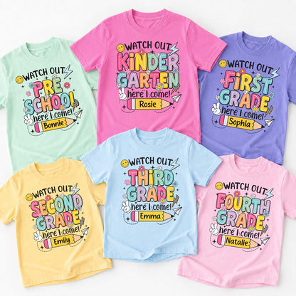 Personalized Kids School Shirt, Custom Name and Grade Youth Tee, Back to School Shirt