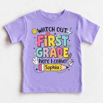 Personalized Kids School Shirt, Custom Name and Grade Youth Tee, Back to School Shirt