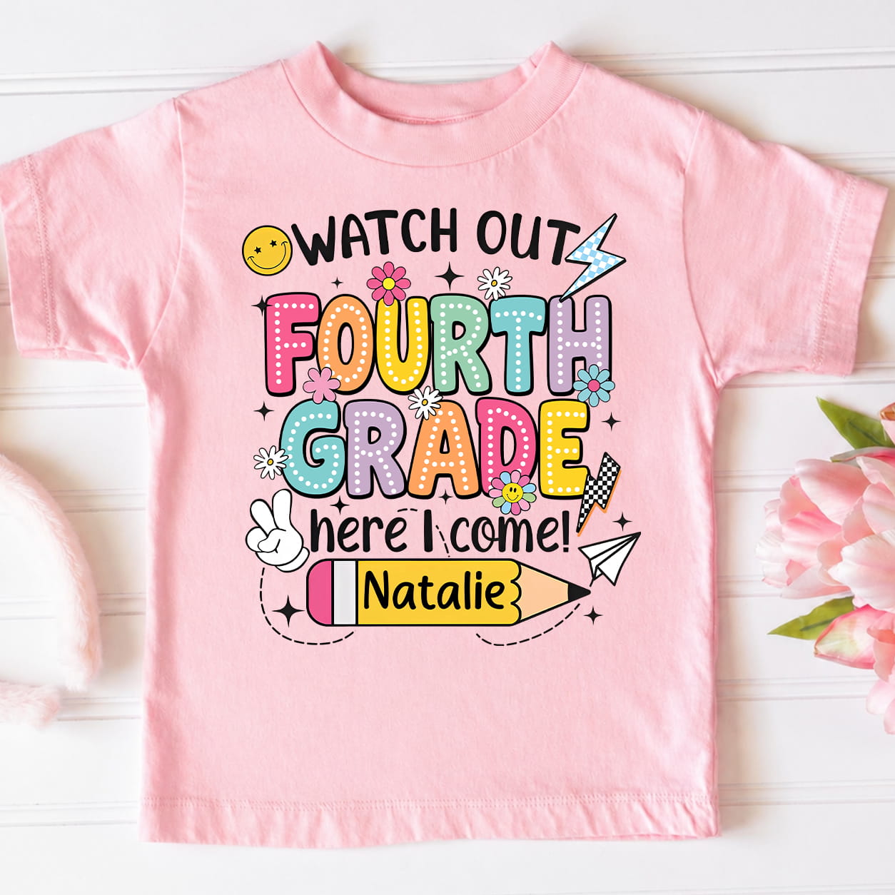 Personalized Kids School Shirt, Custom Name and Grade Youth Tee, Back to School Shirt
