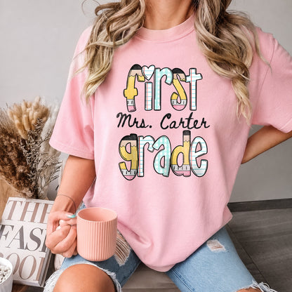 Personalized Grade Teacher Shirt, Custom Teacher Name T-Shirt and Sweatshirt, Back to School Teacher Gift