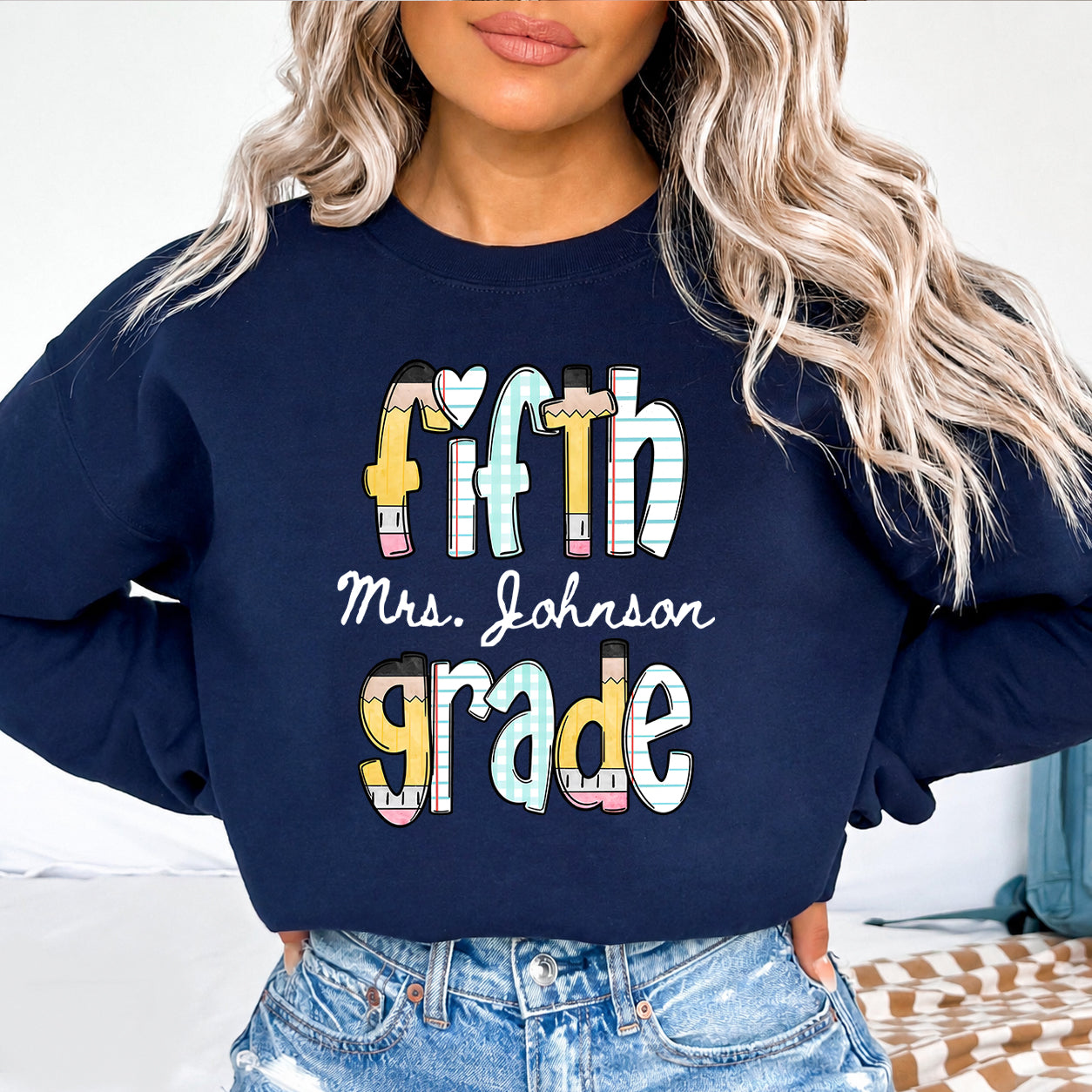 Personalized Grade Teacher Shirt, Custom Teacher Name T-Shirt and Sweatshirt, Back to School Teacher Gift