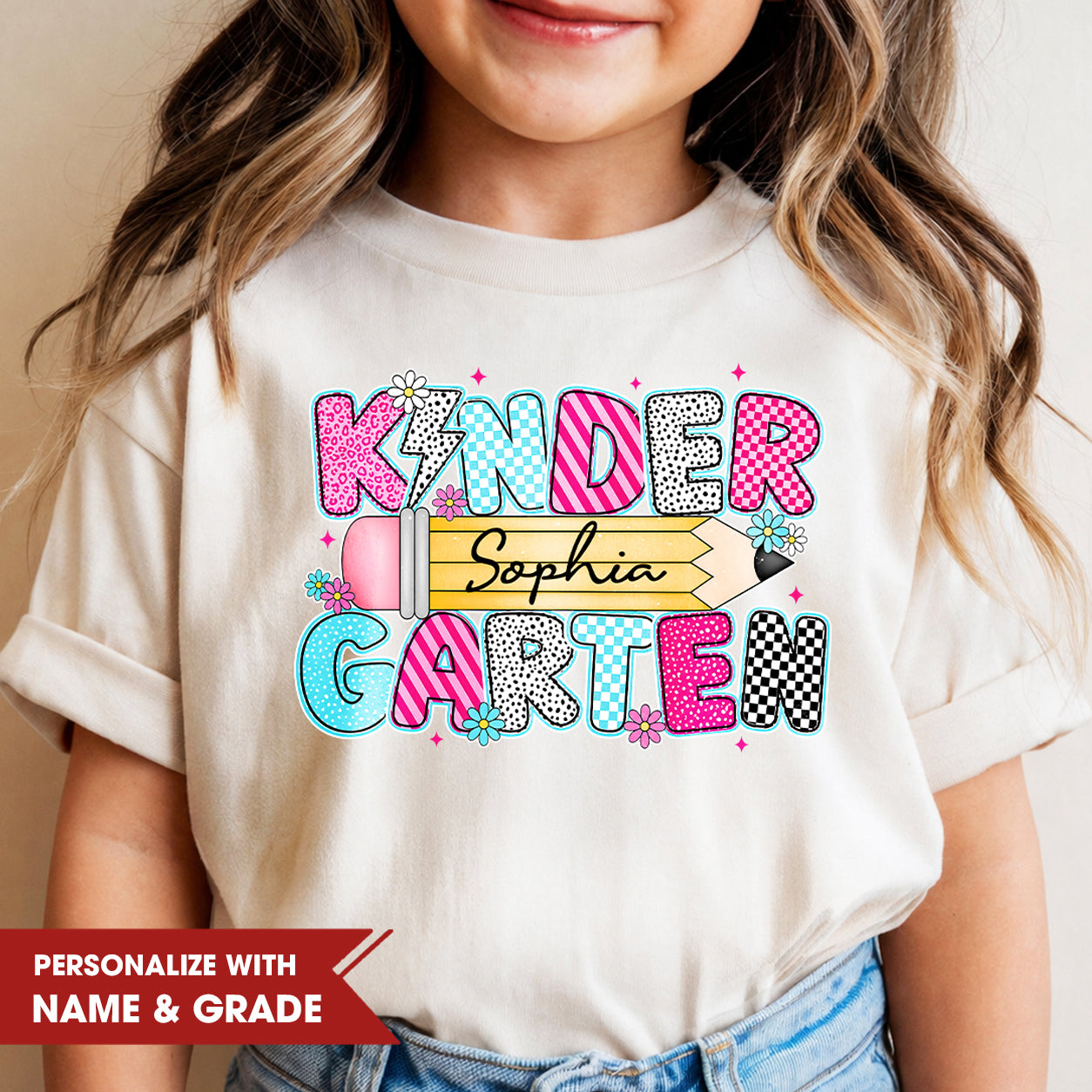Personalized Kids Grade Shirt, Custom Name Back to School Shirt for Students