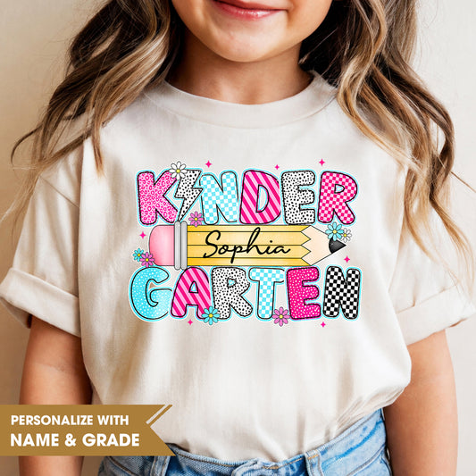 Personalized Kids Grade Shirt, Custom Name Back to School Shirt for Students